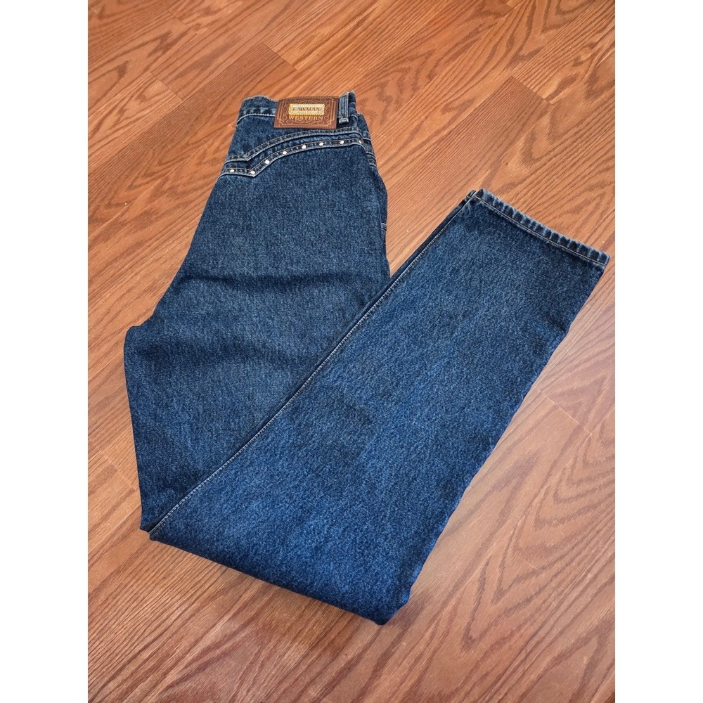 Lawman Western Slim Fit Jeans Womens 11 Dark Wash Studded High Rise Vintage 26